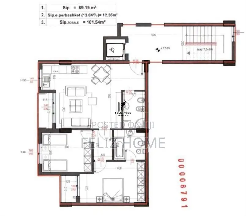 SHITET APARTAMENT 2+1+2 RRUGA E DIBRES 190.000 EURO