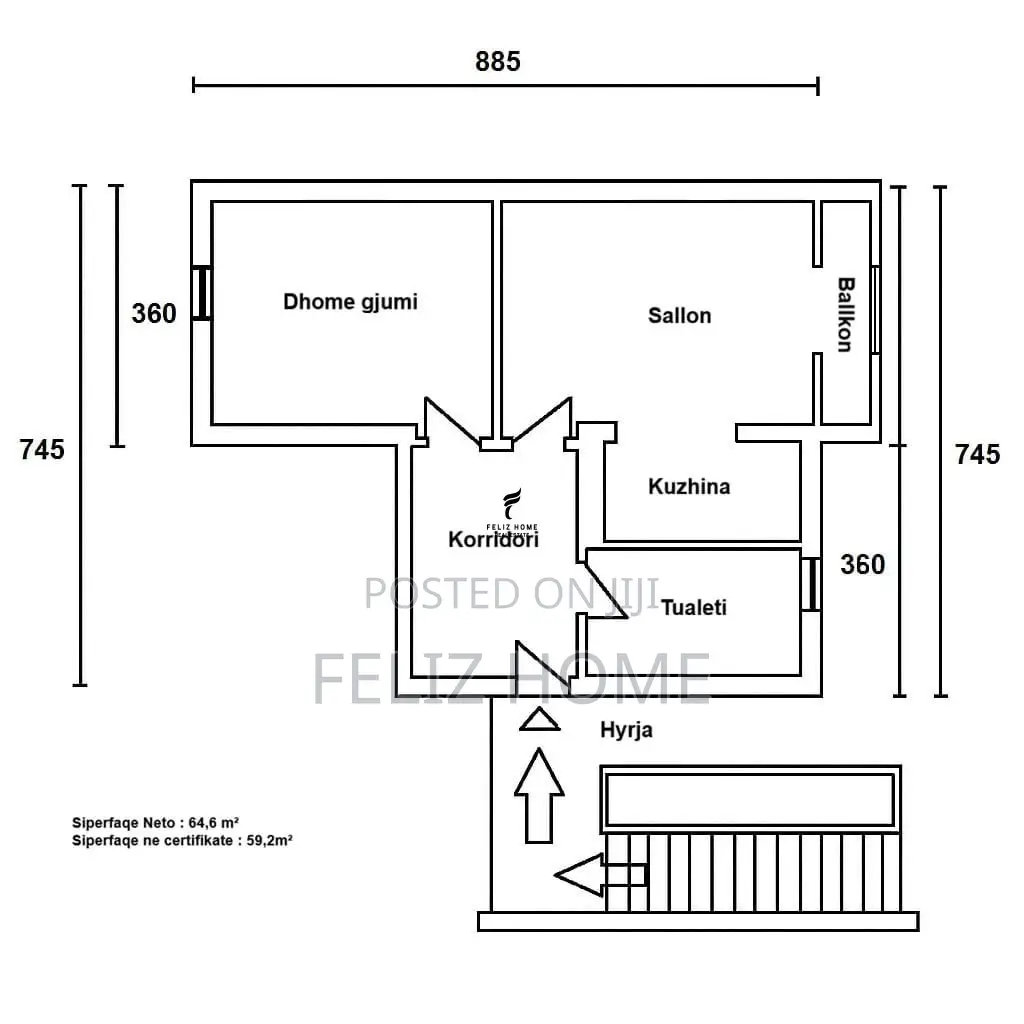 SHITET APARTAMENT 1+1 KINOSTUDIO 11.700.000 LEKE
