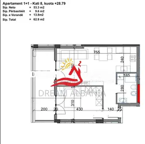 Apartament 1+1 Ne Shitje pas Globe (ID 41111149)