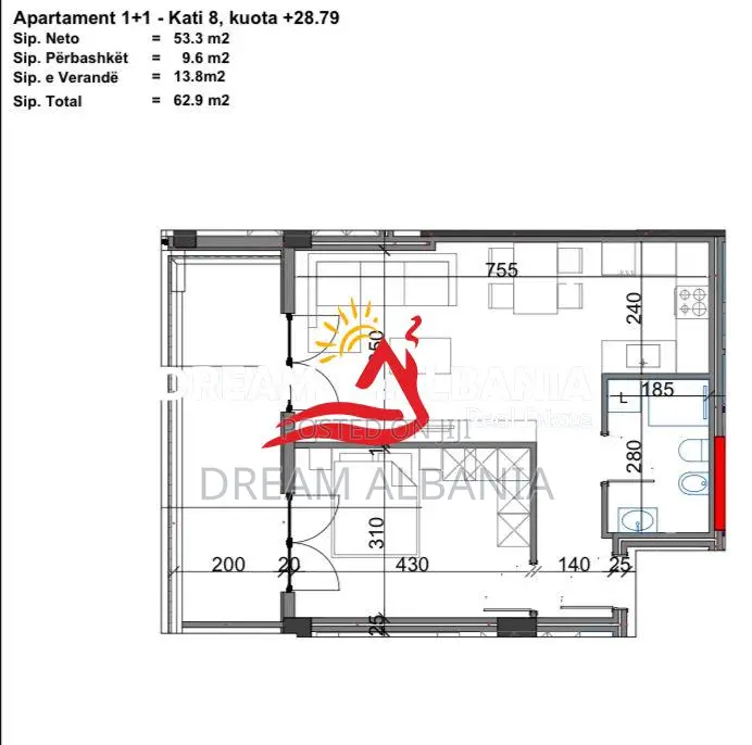 Apartament 1+1 Ne Shitje pas Globe (ID 41111149)