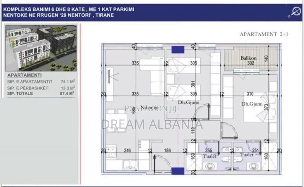 Apartament 2+1+2 Ne Shitje Te Ish Sheshi Shqiponja (ID 41212189)
