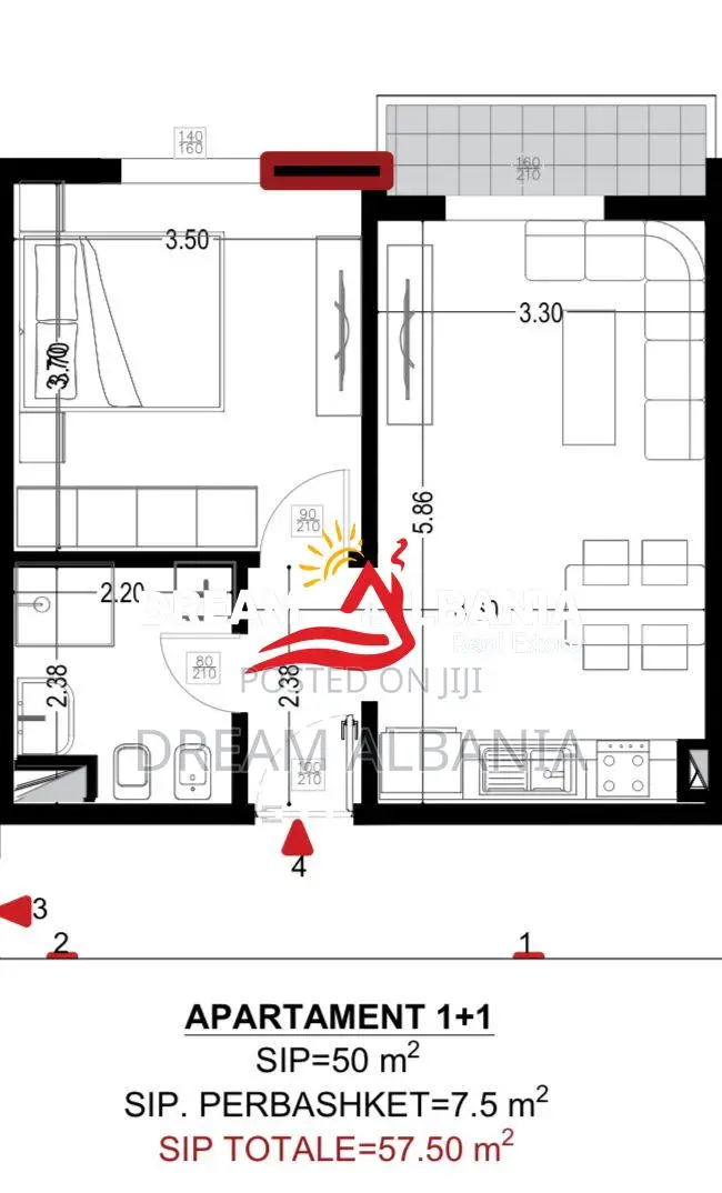 Apartament 1+1 Ne Shitje Ne Golem (ID 41111578)