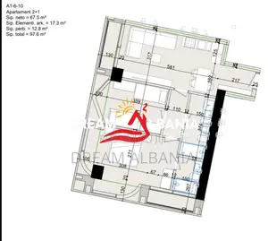 Apartament 2+1+2 Ne Shitje Prapa Globe (ID 41212255)