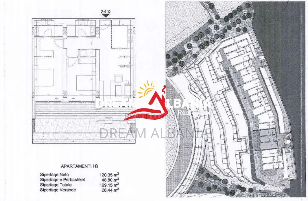 SHITET Apartament 2+1+Verand+Parkim ne Green Coast, Palas, Himare (ID 
