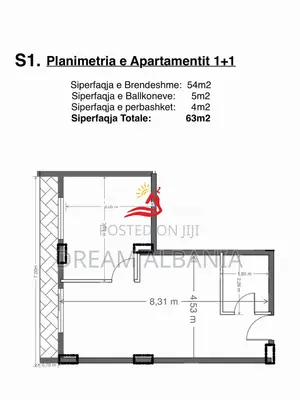 Apartament 1+1 Ne Shitje Te Kodra E Diellit (ID 41111612)