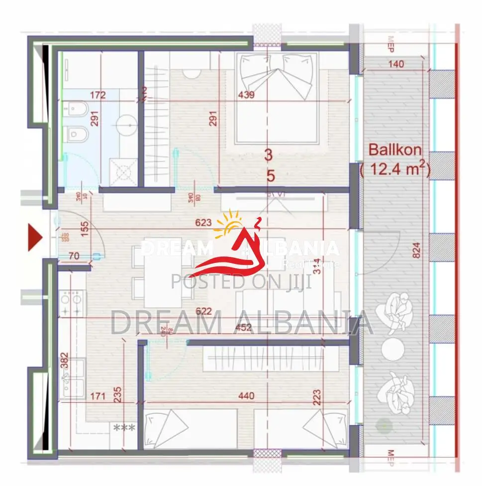 Apartament 2+1 ne Shitje Tek Kompleksi Manhattan, Zogu i Zi Tirane (ID