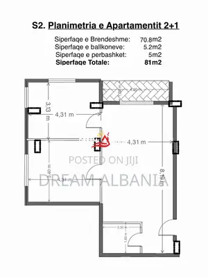 Apartament 2+1 Ne Shitje Te Kodra E Diellit (ID 41212300)