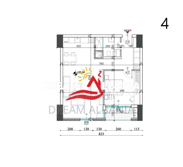 Shiten 6 Apartamente 1+1 tek Rezidenca Shqiponja Square Building, Tira