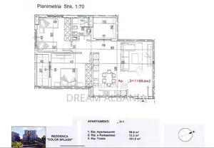 Apartament 2+1 per shitje ne residencen Color Splash, Paskuqan(ID 4121