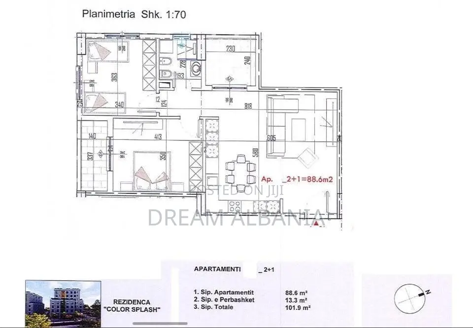 Apartament 2+1 per shitje ne residencen Color Splash, Paskuqan(ID 4121