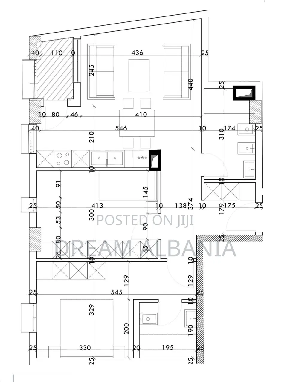 Apartamente 2+1 ne shitje ne Rruga 5 Maji afer Concordit ne Tirane (ID