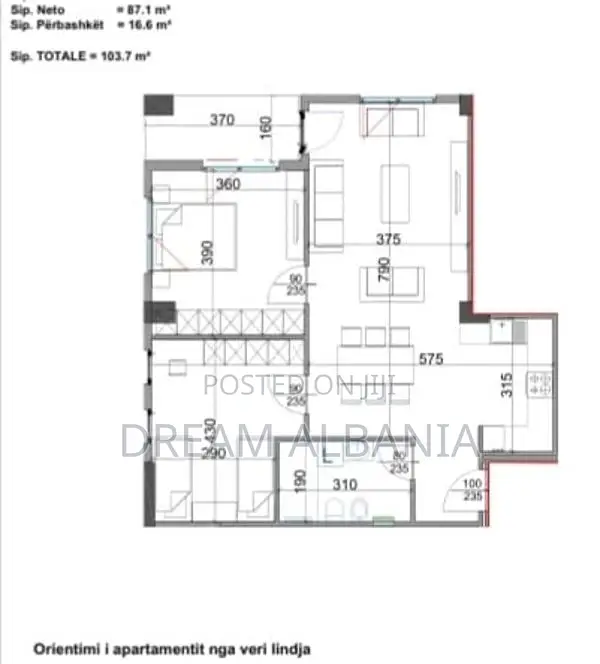 Apartament 2+1 ne Shitje ne Rrugen Dritan Hoxha, Kompleksi Aura (ID 41