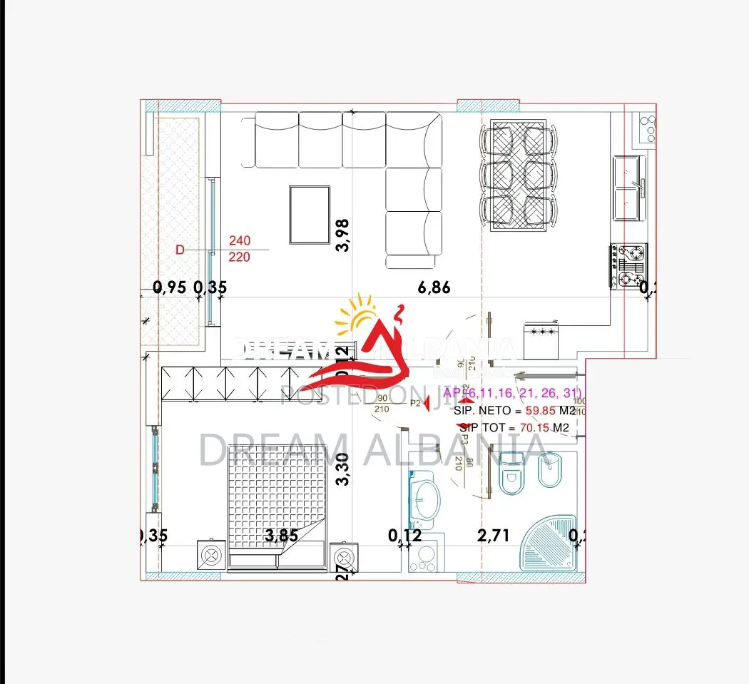 Apartament 1+1 ne Shitje afer KMY, Rruga Rexhep Shala Ne Yzberisht (ID